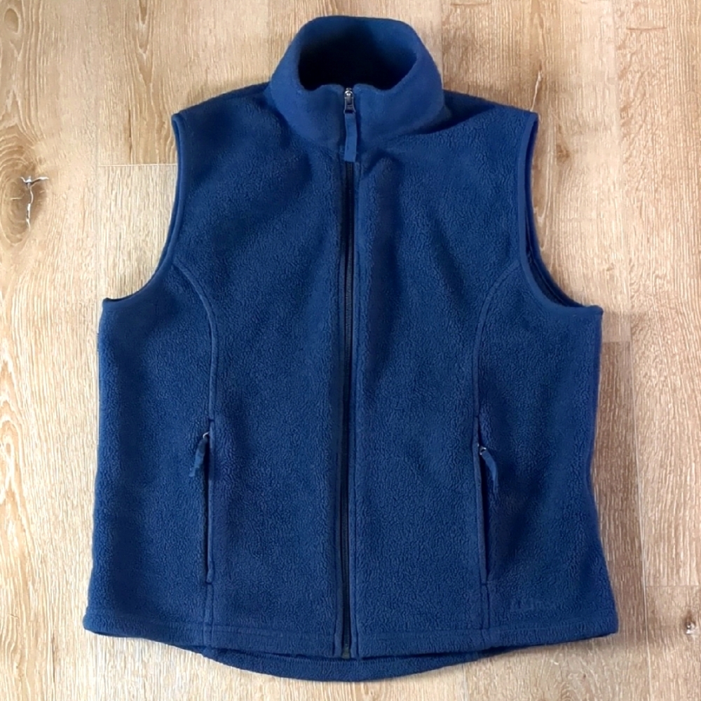 L.L. Bean Vintage Navy Blue Fleece Vest Medium